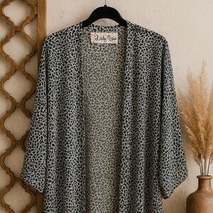 Lady Noie Semi‑Sheer Leopard Print Kimono — Boho Chiffon Cardigan Duster